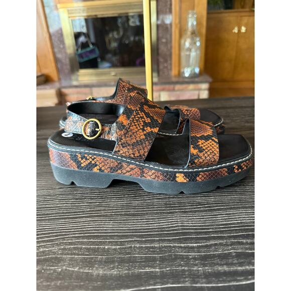 Naturalizer Holden Brown Orange Snake Platform Sandals Sz. 7.5 - Picture 5 of 7